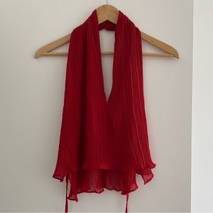 Zara red halter backless top